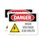 Signmission High Voltage 230 Volts Danger Sign, Plastic, 10in W x 7in L, 2PK OS-2PACK-DS-P-710-L-2197 - alternate 1